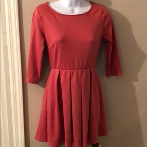 Dark Peach Elbow Length Sleeve Dress